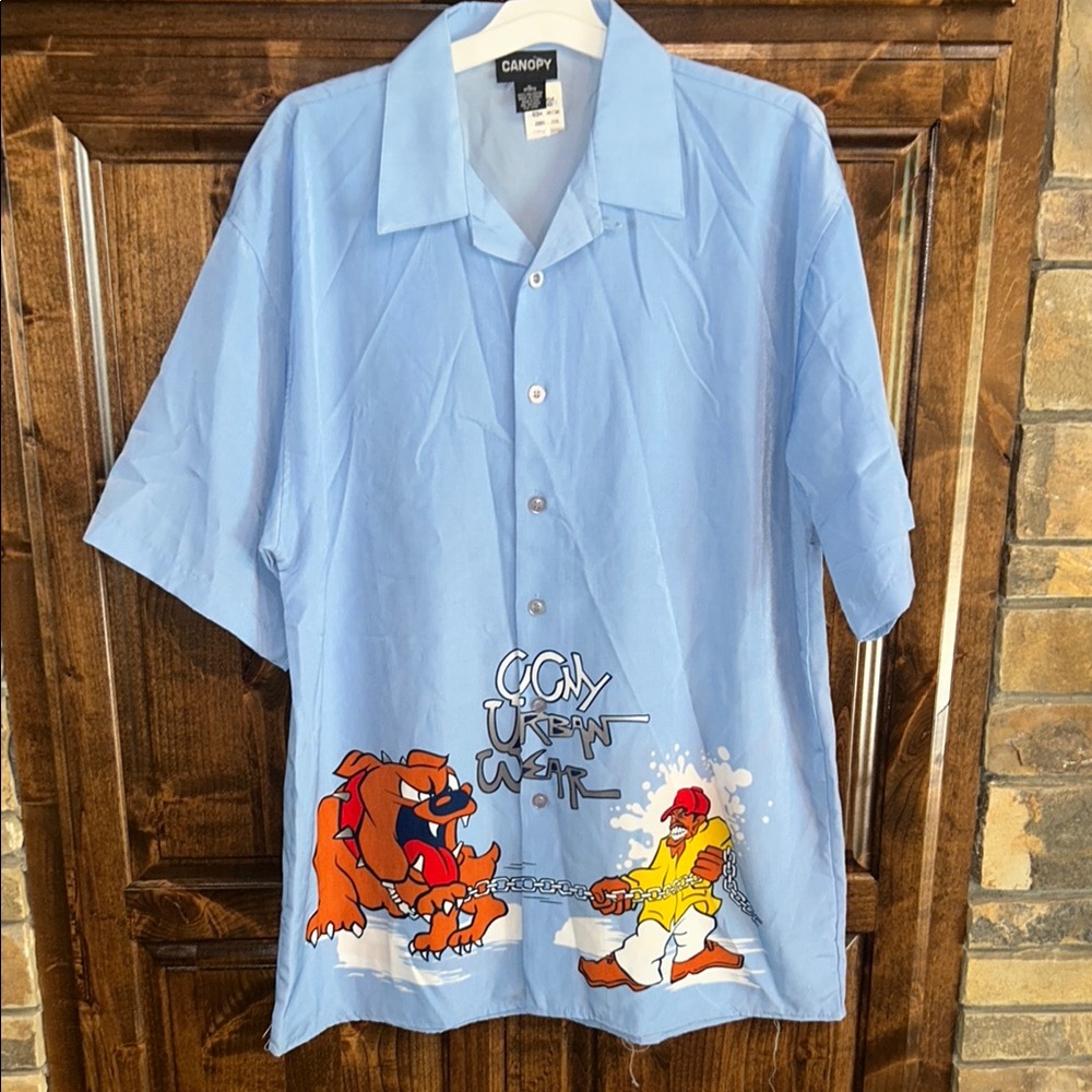 Canopy Urban Wear XL Blue Casual Button Down Shirt with Unique Prints